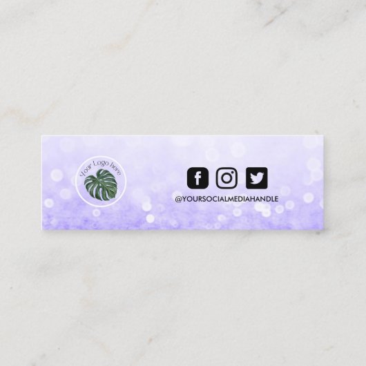 パープルメイクアップヘア感謝していロイヤリティカード スキニー名刺 (裏面)