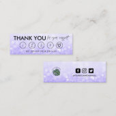 パープルメイクアップヘア感謝していロイヤリティカード スキニー名刺 (正面/裏面)