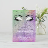 パープルメイクアップホワイトミントグリッター16ブライダル 招待状 (スタンド正面)