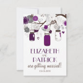 パープルメイソンジャースとフラワーウェディングRSVPカード 出欠カード (裏面)