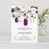 パープルメイソンジャーズフローラベビーシャワーブランチ 招待状 (スタンド正面)