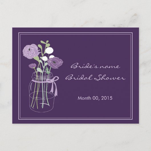 パープルメイソンジャーブライダルシャワーアドバイス アドバイスカード (正面)