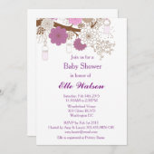 パープルメイソンジャーベビーシャワーブライダルシャワー招待状 招待状 (正面/裏面)