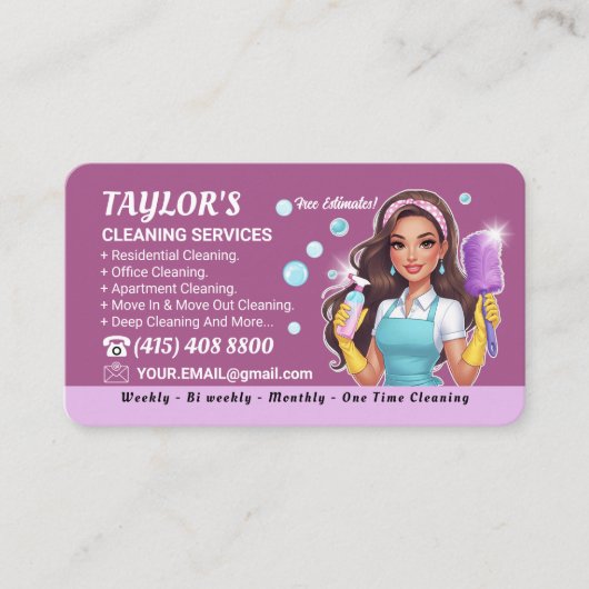 パープルメイド 清掃婦 ハウス クリーニング サービス 名刺 (正面)