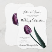 パープルメイブチューリップミニマルエレガントリスト 招待状 (正面/裏面)