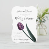 パープルメイブチューリップミニマルエレガントリスト 招待状 (スタンド正面)