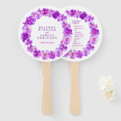 パープルメイブパンジー水彩結婚式プログラムファン ハンドファン (正面&裏面)