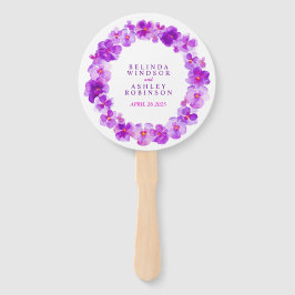 パープルメイブパンジー水彩結婚式プログラムファン ハンドファン