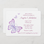パープルメイブピンククラスガーデンバタフライ 招待状 (正面/裏面)