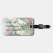 パープルメイブピンクグリーン金ゴールドマーブルアートパターン ラゲッジタグ (裏面横)