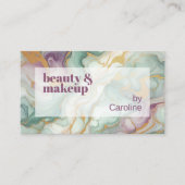 パープルメイブピンクグリーン金ゴールドマーブルアートパターン 名刺 (正面)