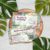 パープルメイブピンクグリーン金ゴールドマーブルアートパターン 名刺