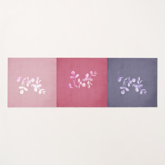 パープルメイブピンクフローラスプレートライカラー ヨガマット (正面(横))