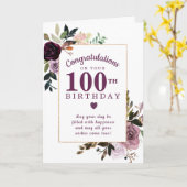 パープルメイブピンクフローラ100誕生日 カード (黄色い花)