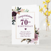 パープルメイブピンクフローラ70誕生日 カード (黄色い花)