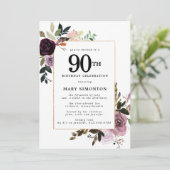 パープルメイブピンクフローラ90誕生日 招待状 (スタンド正面)