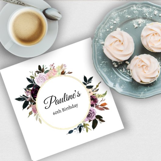 パープルメイヴバラフローラ60th誕生日パーティー スタンダードカクテルナプキン