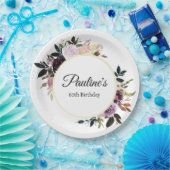 パープルメイヴバラフローラ60th誕生日パーティー ペーパープレート (パーティー)