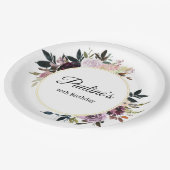 パープルメイヴバラフローラ70thバースデーパーティー ペーパープレート (アングル)