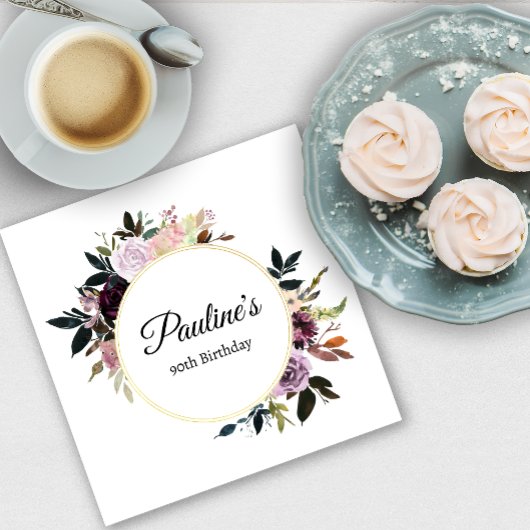 パープルメイヴバラフローラ90thバースデーパーティー スタンダードカクテルナプキン