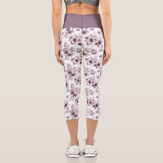 パープルメイヴフローラフラワーズヨガエクササイズ カプリレギンス (裏面)