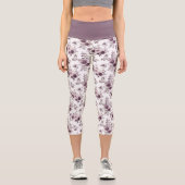 パープルメイヴフローラフラワーズヨガエクササイズ カプリレギンス (正面)