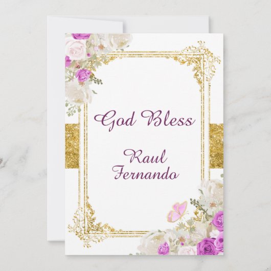 パープルメキシカンドレス第3誕生日1インビタシオン 招待状 (裏面)