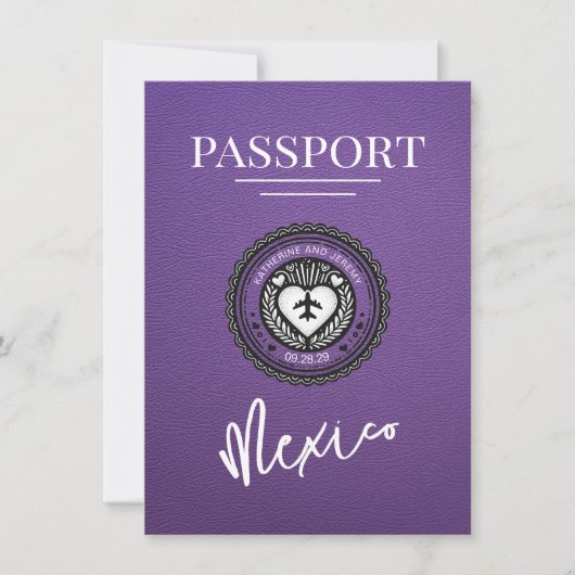 パープルメキシコのパスポート日付の保存 セーブザデート (正面)