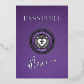 パープルメキシコ結婚パスポート 箔招待状 (正面)
