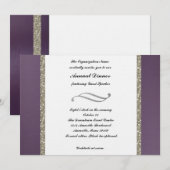 パープルメタリックとシルバーのディナー招待状 招待状 (正面/裏面)