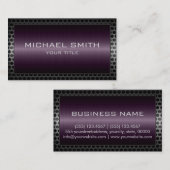 パープルメタリックエレガントプロフェッショナル金縁ど属 名刺 (正面/裏面)