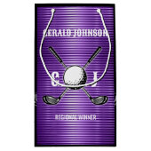 パープルメタリックラインズゴルフモノグラムデザイン スモールペーパーバッグ (裏面)