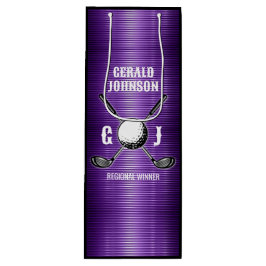 パープルメタリックラインズゴルフモノグラムデザイン ワインギフトバッグ