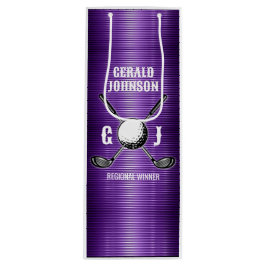 パープルメタリックラインズゴルフモノグラムデザイン ワインギフトバッグ