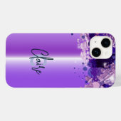 パープルメタリック芸術的ラグジュアリーシックモダングラム Case-Mate iPhoneケース (裏面 (横))
