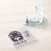 パープルメッシーバンママ妻ボス ガラスコースター (アングル)