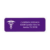 パープルメディカルカドゥセウスドクター差出人住所 ラベル (正面)