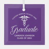 パープルメディカルスクール卒業クリスマス ガラスオーナメント (正面)