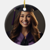 パープルメディカルスクール卒業写真クリスマス セラミックオーナメント (裏面)