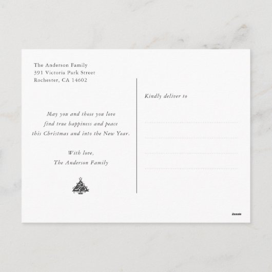 パープルメリークリスマスウィンターホリデーポストカード シーズンポストカード (裏面)