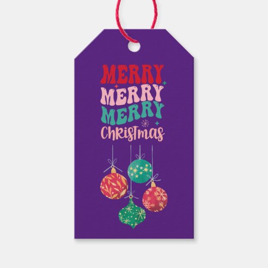 パープルメリークリスマスオーナメント ギフトタグ (正面)