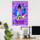 パープルメルファリーアンドドルフィンプリント ポスター (ホームオフィス)