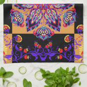 パープルメンディフローラアートワーク,バイオレット自然 キッチンタオル (折り畳み)