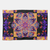 パープルメンディフローラアートワーク,バイオレット自然 キッチンタオル (横)