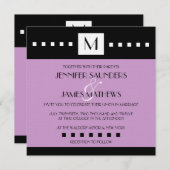 パープルモエレガントノグラム結婚式招待状 招待状 (正面/裏面)