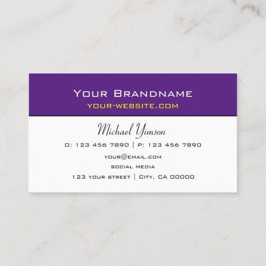 パープルモダンとホワイトシンプルプロフェッショナル 名刺 (裏面)