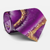 パープルモダンと金ゴールドアガテメンズ ネクタイ (ロール)
