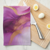 パープルモダンと金ゴールド抽象芸術ラグジュアリー –  キッチンタオル (四つ折り)