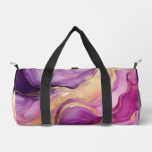 パープルモダンと金ゴールド抽象芸術ラグジュアリー –  ダッフルバッグ (正面)