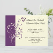 パープルモダンアイボリークリームフローラスワーズポストウェッディ 招待状 (スタンド正面)